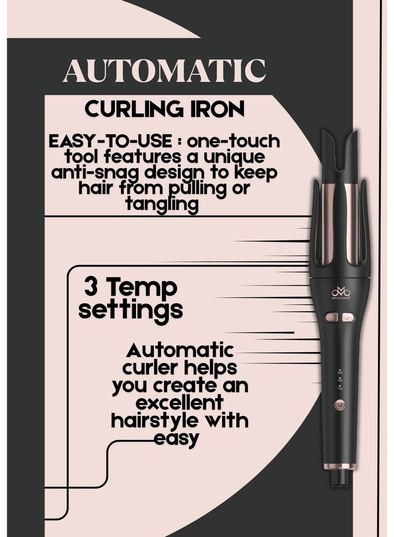 MULLINER مُولِينَر 32 مم مكواة شعر أوتوماتيكية – تسخين سريع، 3 إعدادات حرارة، تسخين PTC، قابس بريطاني - Image 2