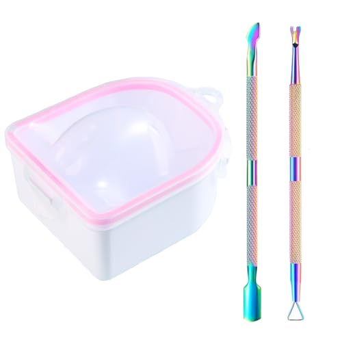 Nail Soaking Bowl 1PCS Soak Off Gel Polish Dip Powder Remover Manicure Bowl for Hand with Stainless Steel Cuticle Peeler Cuticle Pusher Acetone for Acrylic Nail Supplies Nail Polish Removers Kit1