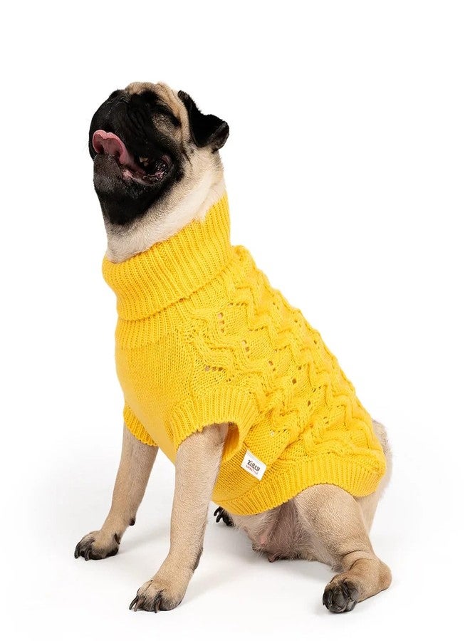 Zigly Lifestyle Winterized Buttercup Cable Knit Sweater for Dogs | Warm Knit Winter Sweater for Pets | Cozy Comfortable Cold Weather Dog Apparel | Large | 46cm - Image 1