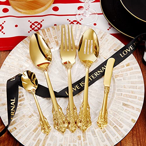 KEAWELL Gorgeous 5-Piece 18/10 Stainless Steel Hostess Serving Utensil Set, Dishwasher Safe (Gold) - Image 4