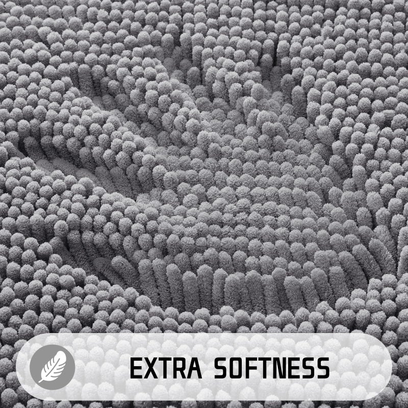 Yimobra Bathroom Rug Mat  32 ' ' x 20 ' '  Luxury Chenille Shaggy Bath Rugs  Extra Soft & Thick  Absorbent Water  Non-Slip  Machine Washable  Bath Mats for Bath Floor Tub and Shower  Grey - Image 3