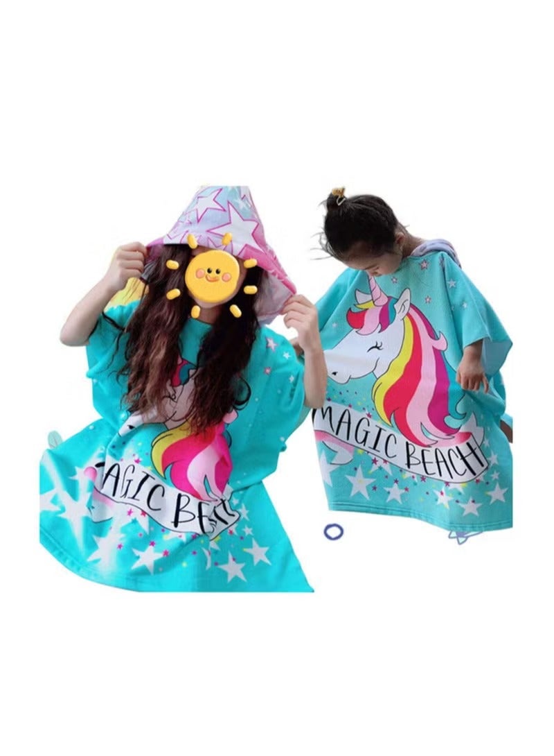 Beach Poncho Larger Hooded Beach Towel, Beach Accessories Essentials, Surf Poncho Changing Towel Robe, Kids Microfiber Bath Towel Cover-up Super Soft Plush, with Hood for Kids for Girls - Image 1