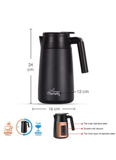 Any Morning Stainless Steel Thermos Flask 1.2L, Vacuum Thermal Carafe, Leakproof Insulated Coffee Carafe, Hot and Cold Beverage Dispenser Double Wall, 12 Hours Heat Retention, 40 oz, Black - SI232250  - Image 3