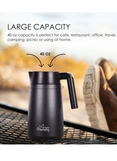 Any Morning Stainless Steel Thermos Flask 1.2L, Vacuum Thermal Carafe, Leakproof Insulated Coffee Carafe, Hot and Cold Beverage Dispenser Double Wall, 12 Hours Heat Retention, 40 oz, Black - SI232250  - Image 4