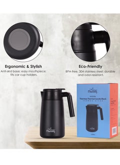 Any Morning Stainless Steel Thermos Flask 1.2L, Vacuum Thermal Carafe, Leakproof Insulated Coffee Carafe, Hot and Cold Beverage Dispenser Double Wall, 12 Hours Heat Retention, 40 oz, Black - SI232250  - Image 5