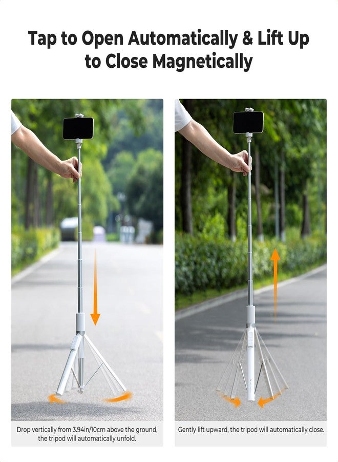K&F Concept Selfie Stick, Auto Open & Close Phone Tripod Stand, 360° Rotatable Selfie Stick with 9 Button Bluetooth Remote, Extendable Automatic Tripod for Cell Phone(White) - Image 2