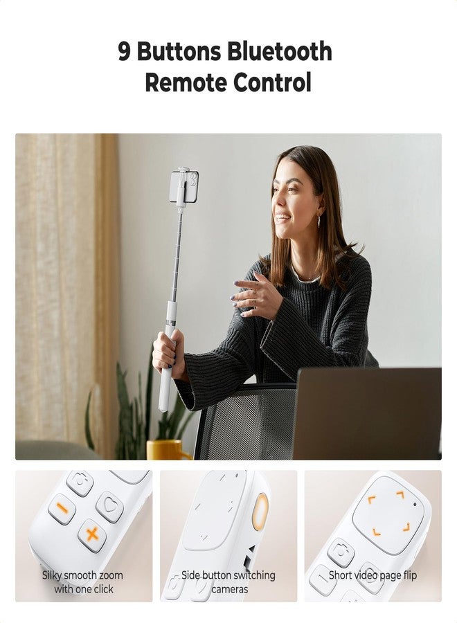 K&F Concept Selfie Stick, Auto Open & Close Phone Tripod Stand, 360° Rotatable Selfie Stick with 9 Button Bluetooth Remote, Extendable Automatic Tripod for Cell Phone(White) - Image 4