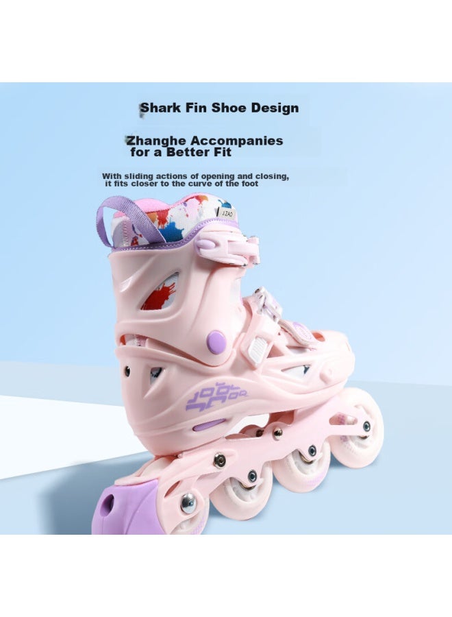 JD.com Jd Jingzao Roller Skates For Children, Elementary And Middle School Beginners, Lockable Wheels, Inline Skates, Aluminum Alloy Frame, Single Shoes, Cherry Blossom Pink, Size M - Image 4