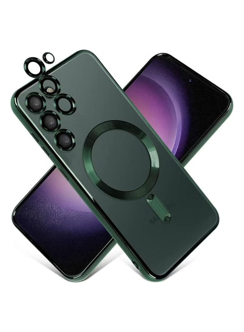 فيسوس جراب مغناطيسي شفاف لهاتف Samsung Galaxy S23 Plus مع واقي عدسة الكاميرا متوافق مع Magsafe جراب هاتف ناعم مطلي بالكروم ومقاوم للصدمات ومقاوم للخدش