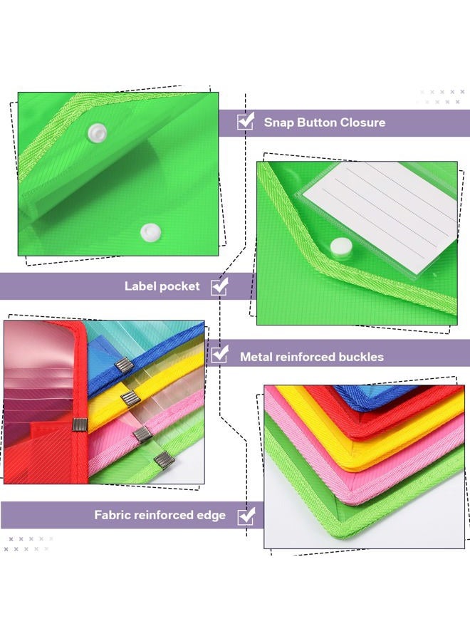 Epakh 10 Pieces Plastic File Folders Envelope Expanding File Wallet Organizer Documents Folder with Snap Closure and Pocket, A4 Size Waterproof Transparent File Pouch for School (Vertical, Assorted Color) - Image 3
