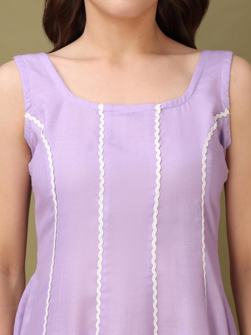 PURVAJA Women’s Round Neck Flared Cotton Blend Dress (Floe-044-XL_Purple) - Image 5