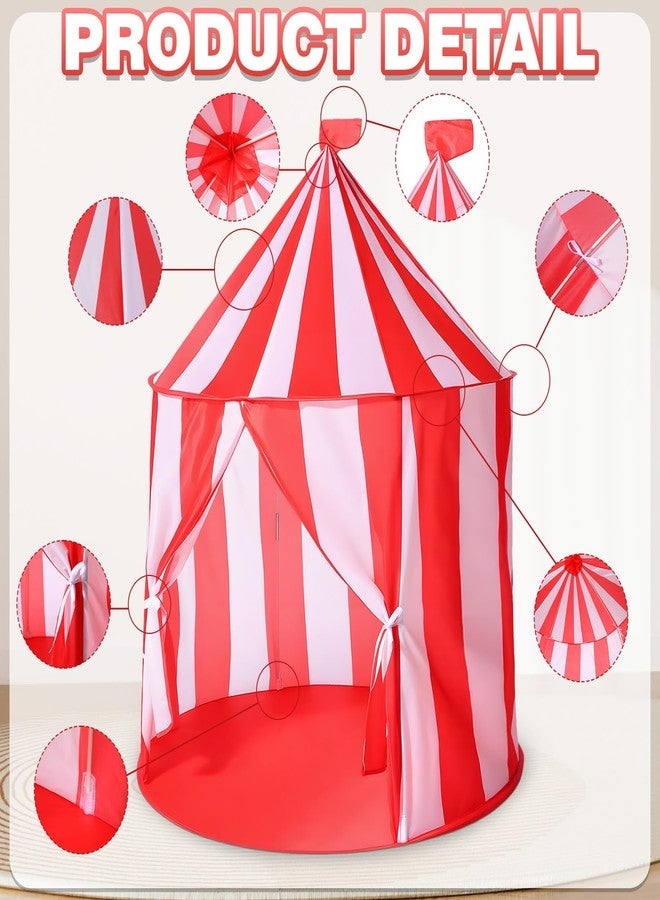 كابودا خيمة سيرك كابودا، مقاس 41 × 41 × 45 بوصة، كبيرة الحجم، مخططة باللونين الأحمر والأبيض، بيت لعب، لوازم حفلات الكرنفال، ديكورات للعب والتسلية، أنشطة التخييم في العطلات الداخلية والخارجية - Image 3