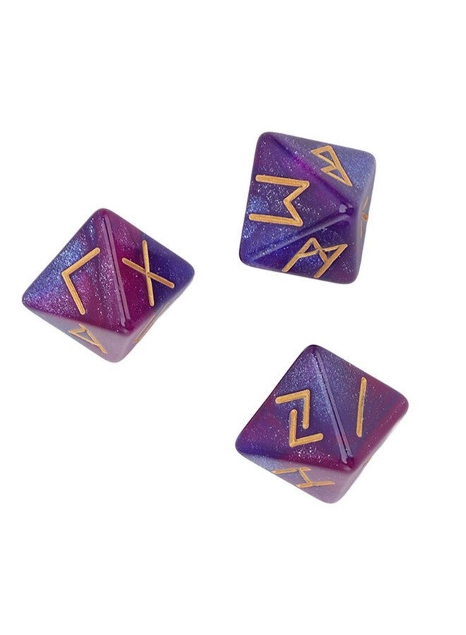 شيكيريس نرد CHICIRIS Rune ، مجموعة نرد متعدد السطوح ، 3 قطع نرد طلن 8 جوانب ستار سماء غامضة ألوان زاهية علم التنجيم التنبؤ بالتعلم مجموعة نرد متعدد السطوح للبالغين (أزرق أرجواني) - Image 5