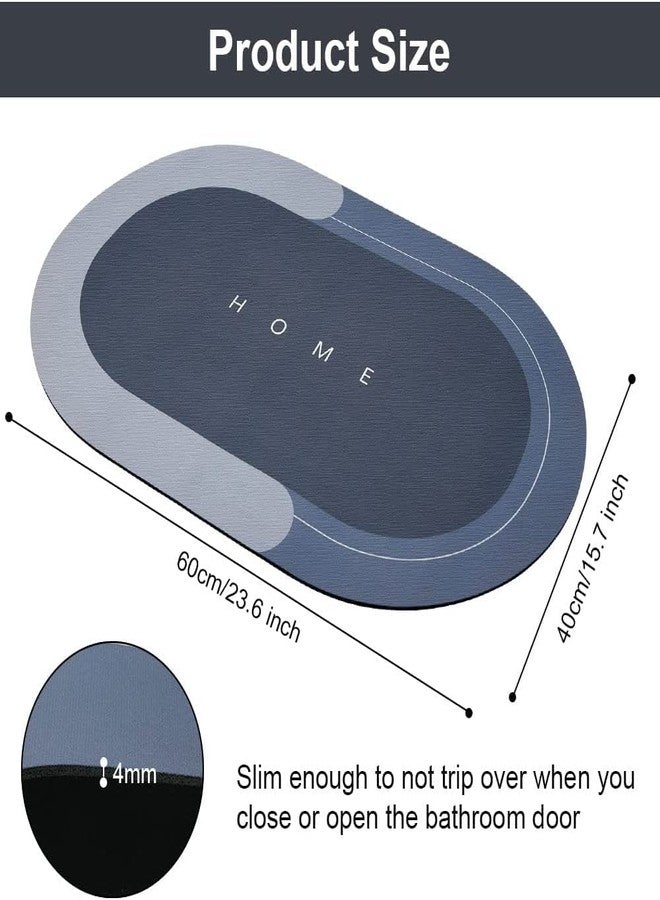 AIMERS Door Mats for Home Water Absorbing Mat Super Anti Skid Mat for Bathroom Floor Quick Dry Rubber Backed Non Slip Bathroom mat for Home Decor Items for Living Room (Home, Oval) - Image 3