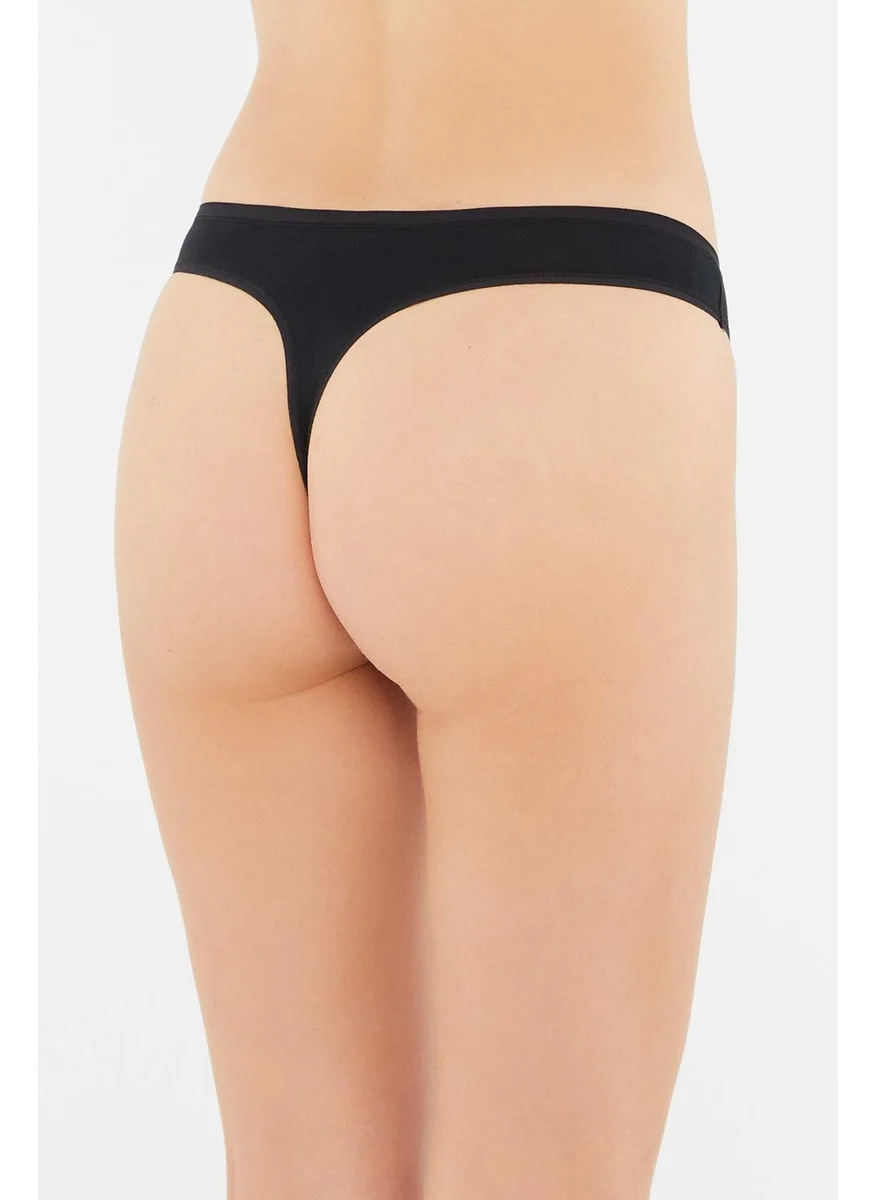 داجي Black Single Jersey Thong Panties