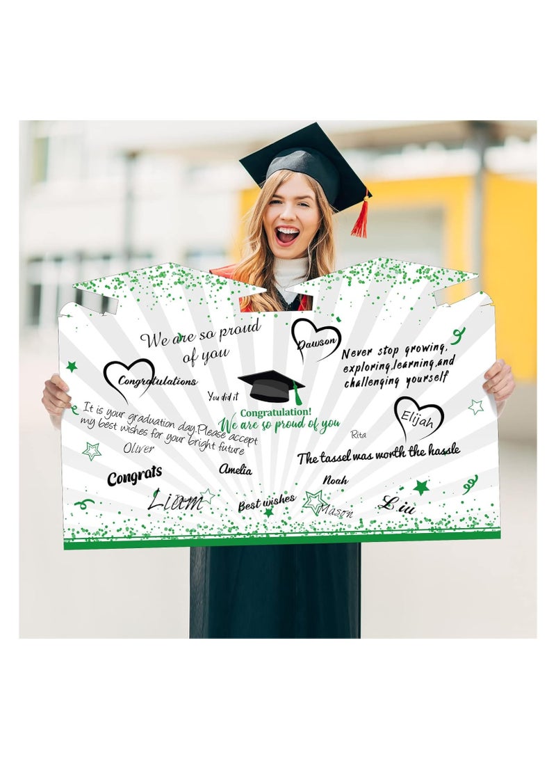 Jumbo Graduation Card Graduation Guest Book 2025 Graduation Party Decorations Class of 2025 Big Giant Graduation Card for College High School Graduation Party, 24.8 x 16 Inches(Green) - Image 2