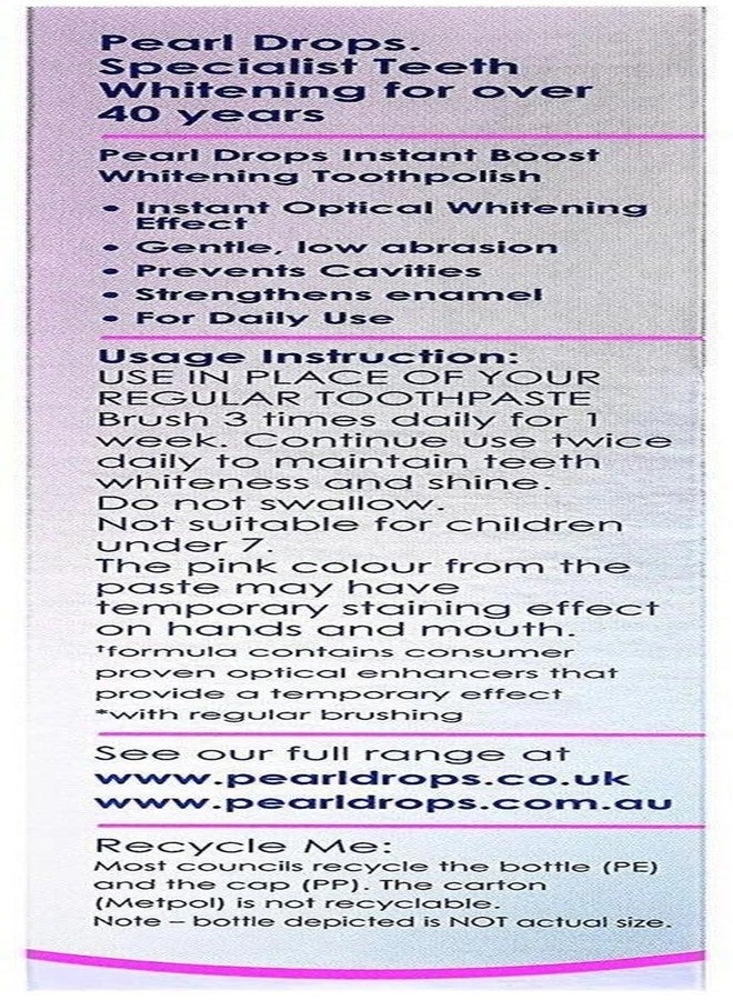 بيرل دروبز معجون أسنان بيرل دروبس لتبييض فوري ٥٠ مل | أسنان أكثر بياضًا على الفور | تأثير تبييض وردي بصري | مركب برو-شاين | إزالة البقع والجير | آمن على المينا | معجون أسنان بالفلورايد للاستخدام اليومي - Image 4