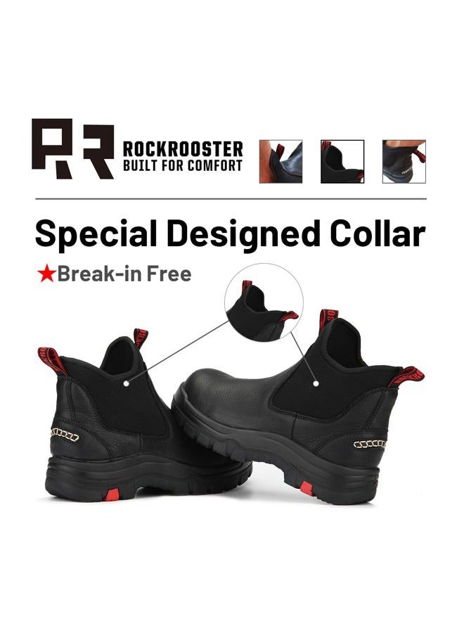 ROCKROOSTER Bakken Men's Black 6 inch Chelsea Boots, EH Rated Waterproof Slip-on Work Boots AK303-Soft Toe, AK323-Steel Toe, Ak323,black,steel Toe, 6 Wide - Image 3