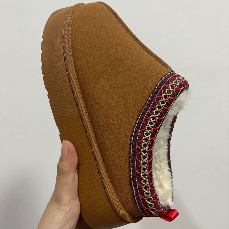 Snow Boots Women 2023 Winter New Fleece-Lined Warm Thick Soles Without Heel Baotou Mao Half Slippers Cotton Shoes - Image 2