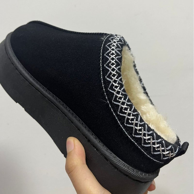 Snow Boots Women 2023 Winter New Fleece-Lined Warm Thick Soles Without Heel Baotou Mao Half Slippers Cotton Shoes - Image 5