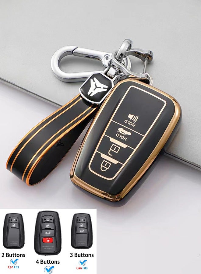 Compatible with Toyota Key Fob Cover with Keychain for 2018-2022 Highlander RAV4 Camry C-HR Corolla Avalon Prius GT86 - Image 1