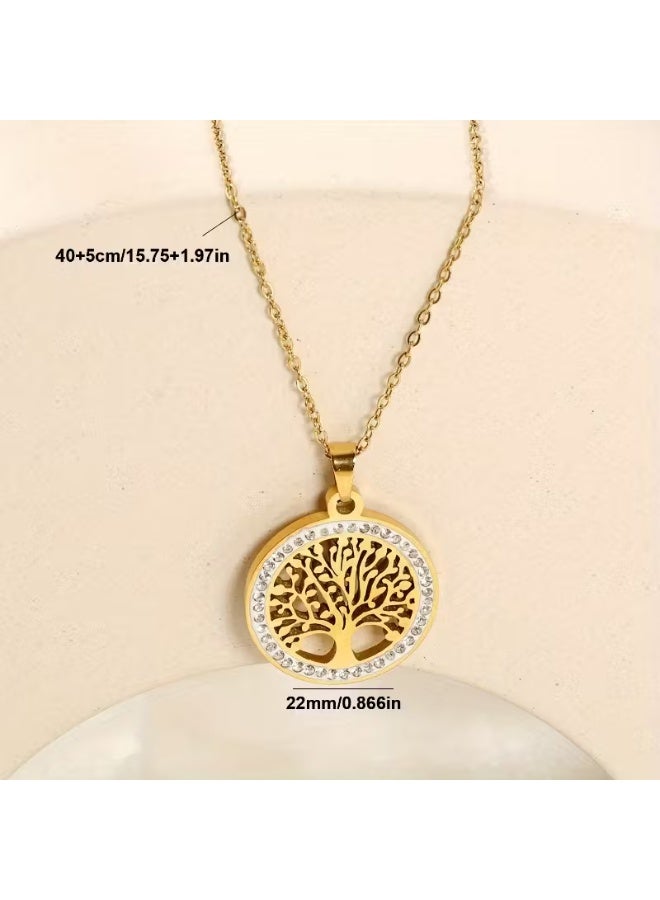 aeen 18K Gold-Plated Tree of Life Pendant Necklace – Stainless Steel, Minimalist Timeless Design, Elegant Jewellery for Everyday & Formal Wear, Perfect Birthday or Anniversary Gift for Women - Image 5