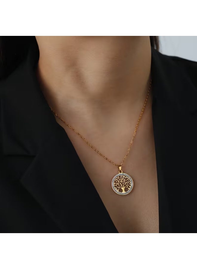 aeen 18K Gold-Plated Tree of Life Pendant Necklace – Stainless Steel, Minimalist Timeless Design, Elegant Jewellery for Everyday & Formal Wear, Perfect Birthday or Anniversary Gift for Women - Image 4