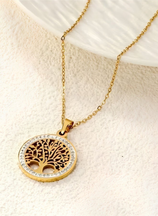 aeen 18K Gold-Plated Tree of Life Pendant Necklace – Stainless Steel, Minimalist Timeless Design, Elegant Jewellery for Everyday & Formal Wear, Perfect Birthday or Anniversary Gift for Women - Image 5