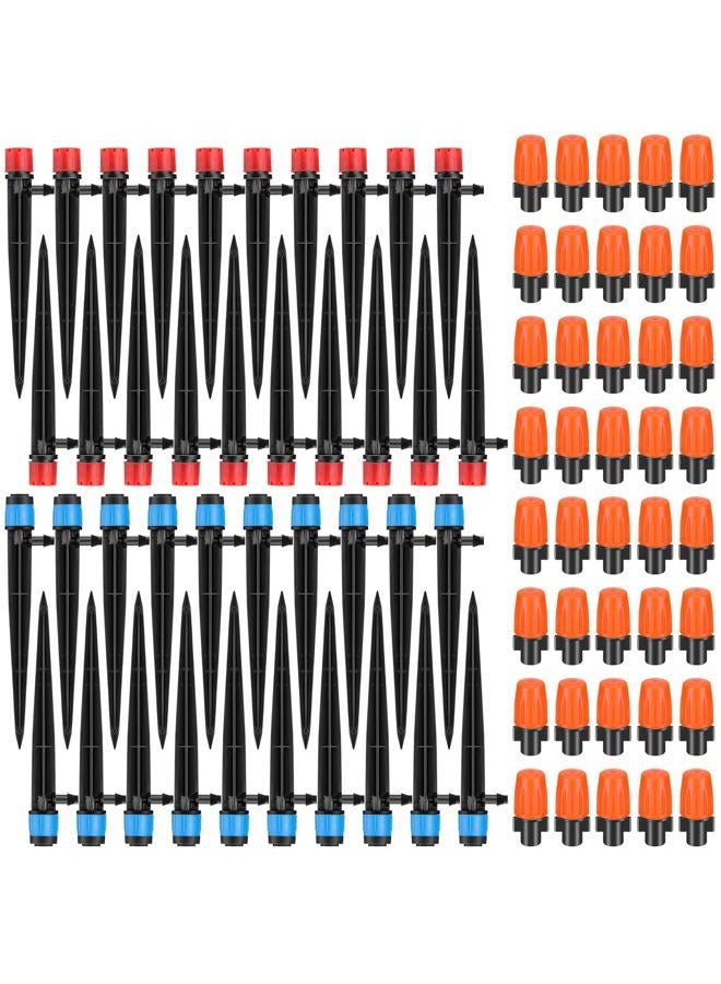 Rossesay 80 Pcs Drip Irrigation System Kit 20 Drip Irrigation Emitters for 1/4" Drip Irrigation Tubing 20 Drip Irrigation Spray Emitters 40 Pcs 3 Way Atomizing Nozzles for Patio Lawn Flower - Image 1