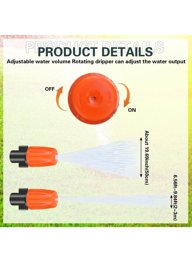 Rossesay 80 Pcs Drip Irrigation System Kit 20 Drip Irrigation Emitters for 1/4" Drip Irrigation Tubing 20 Drip Irrigation Spray Emitters 40 Pcs 3 Way Atomizing Nozzles for Patio Lawn Flower - Image 4