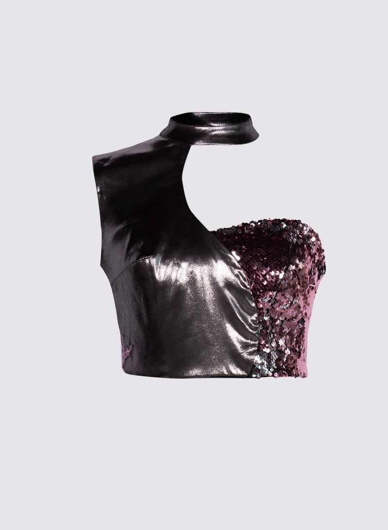 NIVA FASHION HOUSE Radiant -  Asymmetric Style Crop Top  - Image 1