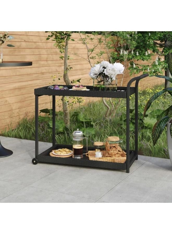 vidaxl vidaXL Bar Cart Black 100x45x83 cm Poly Rattan  - Image 1