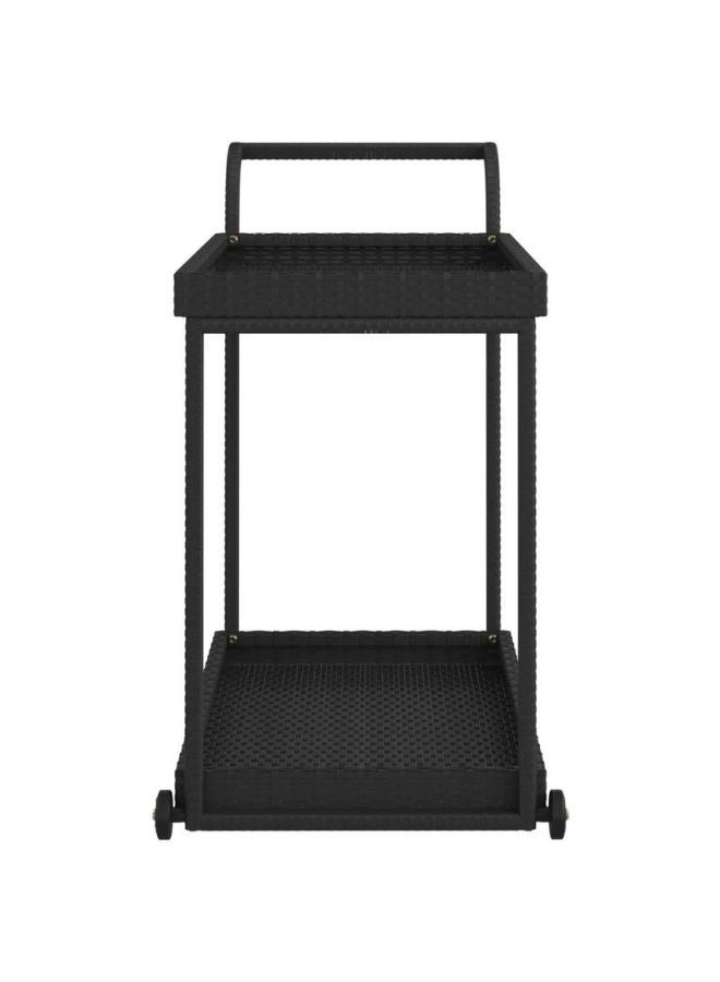 vidaxl vidaXL Bar Cart Black 100x45x83 cm Poly Rattan  - Image 2