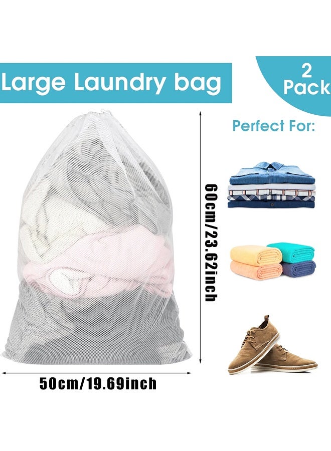 عبوتان من أكياس الغسيل الشبكية، حقيبة غسيل كبيرة برباط مناسبة لطلاب الجامعات، والسكن الجامعي، والسفر، والعائلات، وسكان الشقق - Image 2
