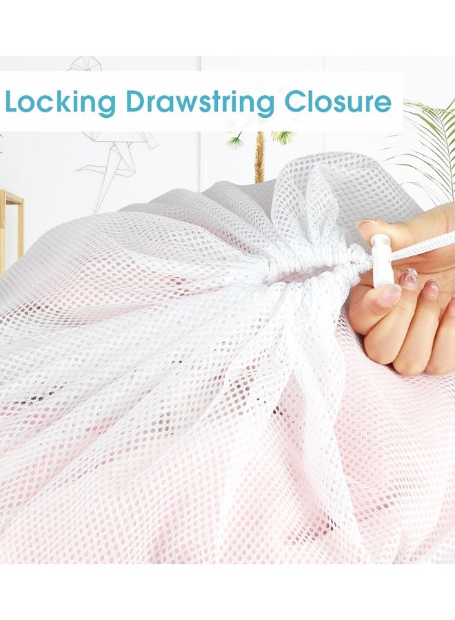 عبوتان من أكياس الغسيل الشبكية، حقيبة غسيل كبيرة برباط مناسبة لطلاب الجامعات، والسكن الجامعي، والسفر، والعائلات، وسكان الشقق - Image 4