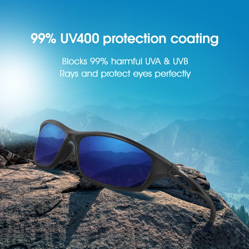 Duduma Polarized Sports Sunglasses for Men Women Running Cycling Fishing Golf Driving Shades Sun Glasses Tr90 (black matte frame with blue lens) - Image 2