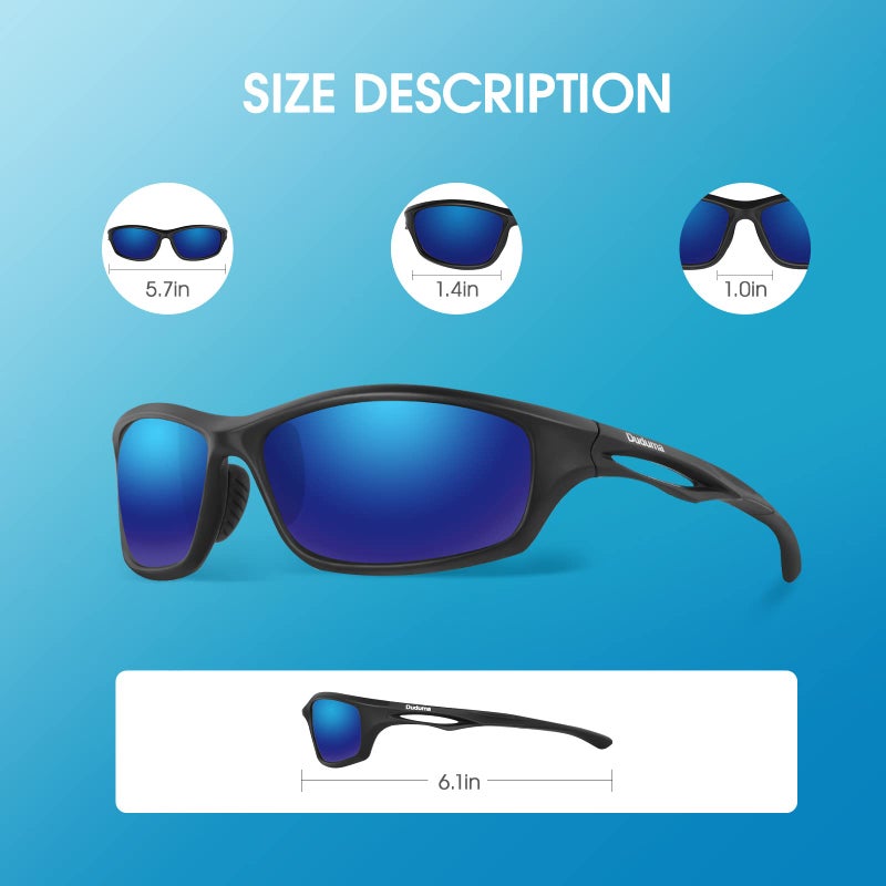 Duduma Polarized Sports Sunglasses for Men Women Running Cycling Fishing Golf Driving Shades Sun Glasses Tr90 (black matte frame with blue lens) - Image 4