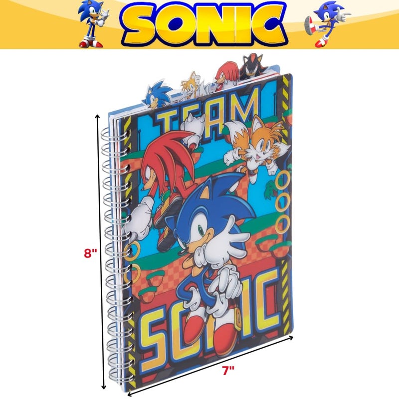 Innovative Designs Sonic the Hedgehog Tab Journal Notebook, Spiral Bound, 96 Lined Pages, 8 x 7 inches, Blue - Image 5