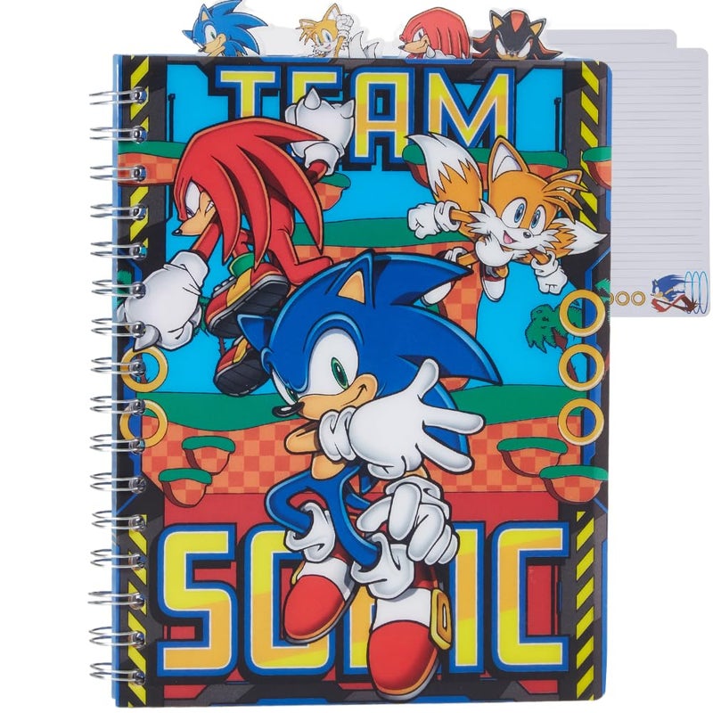 Innovative Designs Sonic the Hedgehog Tab Journal Notebook, Spiral Bound, 96 Lined Pages, 8 x 7 inches, Blue - Image 1