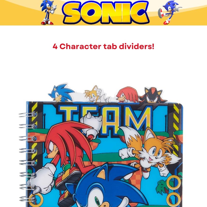 Innovative Designs Sonic the Hedgehog Tab Journal Notebook, Spiral Bound, 96 Lined Pages, 8 x 7 inches, Blue - Image 2