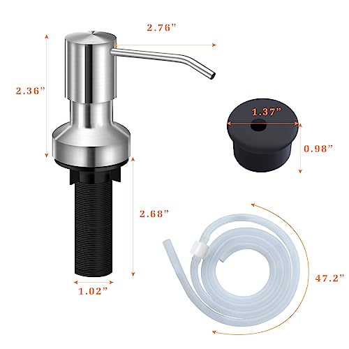 izolor Sink Soap Dispenser for Kitchen Sink, Countertop Built in Sink Soap Dispenser with 47”Extension Tube kit, No Need to Fill The Little Bottle Again (Brushed Nickel) - Image 5