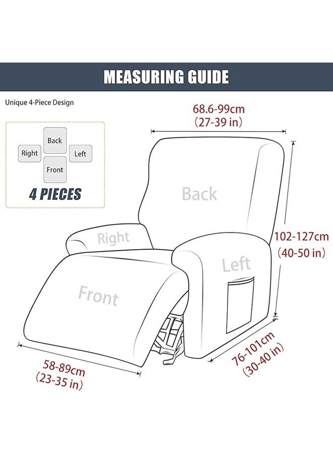 general 4-piece velvet chaise longue cover, stretch velvet lounge chair cover for living room with side pockets, TV chair protector, seat width 58-89 cm (black) - Image 5