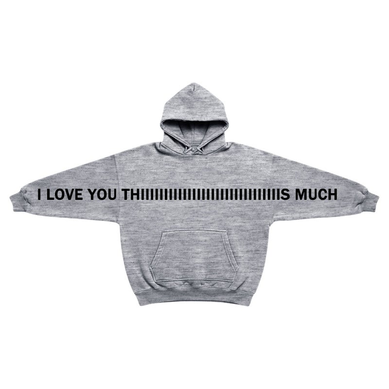 2025 and Pullover Hooded Long-Sleeve Sweatshirt, Loose Casual Print I Love You, Trendy and Unique - Image 5