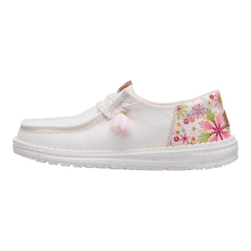 HEYDUDE Wendy Funk Embroidered Floral Ivory/Multi Size 9, Womenâ€™s Shoes, Slip-on Loafers, Comfortable & Light-Weight
