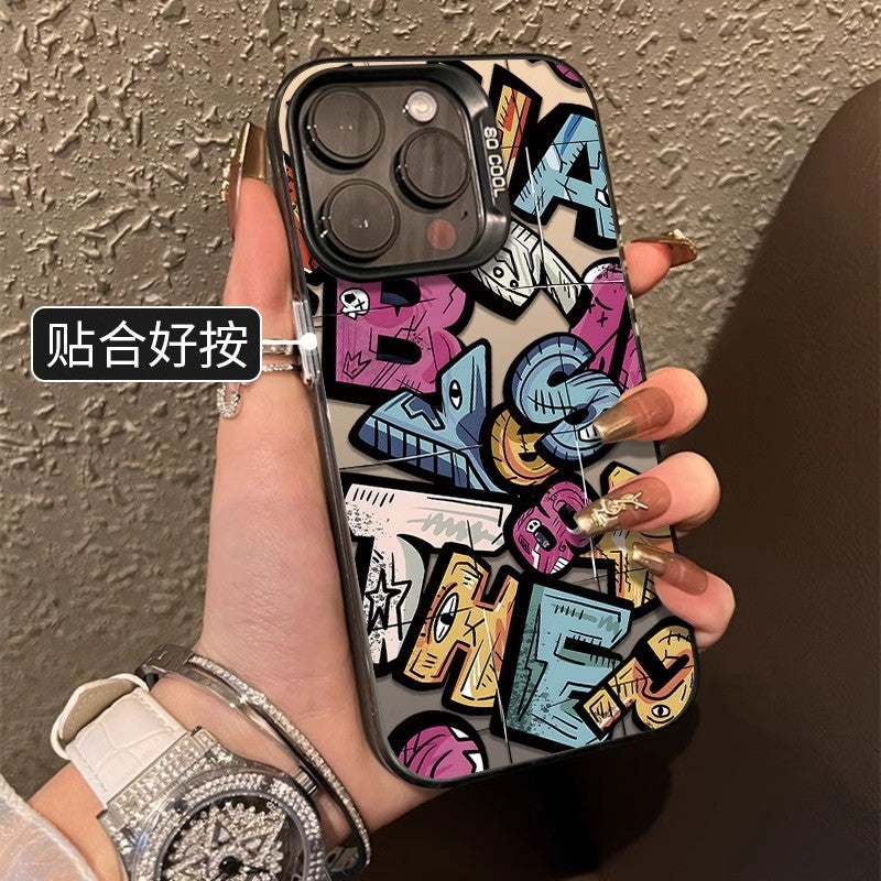 Graffiti English Letters Suitable for Apple 16Promax Mobile Phone Case 15 Trendy Brand 14 Stylish 13 Protective Cover 12 Anti-Fall - Image 2