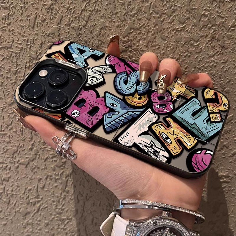 Graffiti English Letters Suitable for Apple 16Promax Mobile Phone Case 15 Trendy Brand 14 Stylish 13 Protective Cover 12 Anti-Fall - Image 3