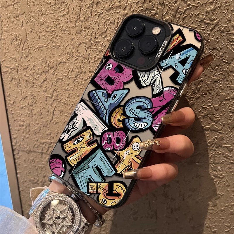 Graffiti English Letters Suitable for Apple 16Promax Mobile Phone Case 15 Trendy Brand 14 Stylish 13 Protective Cover 12 Anti-Fall - Image 4