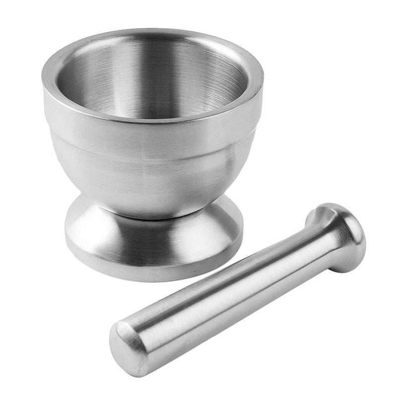 FEELING MALL Mortar and Pestle FEELING MALL 188 Stainless Steel Spice Grinder Pill Crusher with Lid for Crushing Grinding Ergonomic Design with Anti Slip Base and Comfy Grip - Image 2