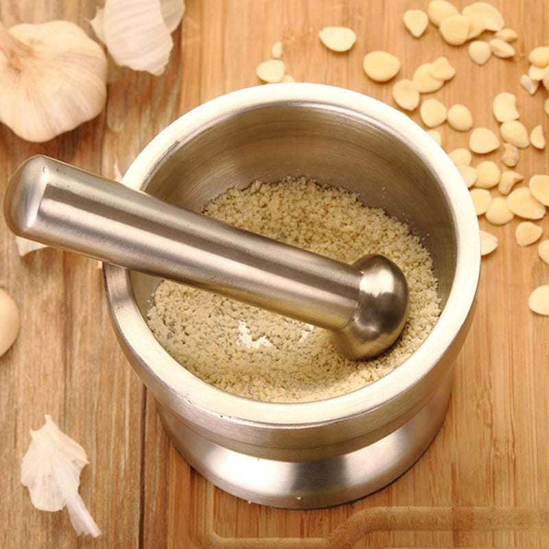 FEELING MALL Mortar and Pestle FEELING MALL 188 Stainless Steel Spice Grinder Pill Crusher with Lid for Crushing Grinding Ergonomic Design with Anti Slip Base and Comfy Grip - Image 5