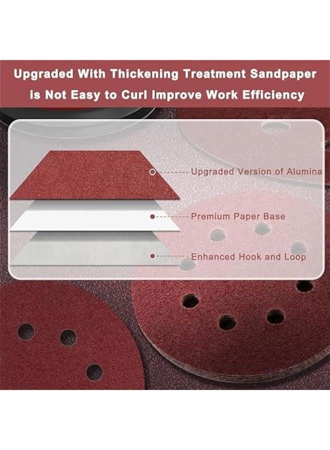 5 inch 8 Hole Sanding Discs, 100 PCS 180 Grit Hook and Loop Sandpaper, Round Aluminum Oxide Sand Paper Discs for Sander  - Image 2